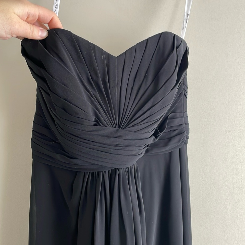 David's Bridal // Black Strapless Chiffon Dress